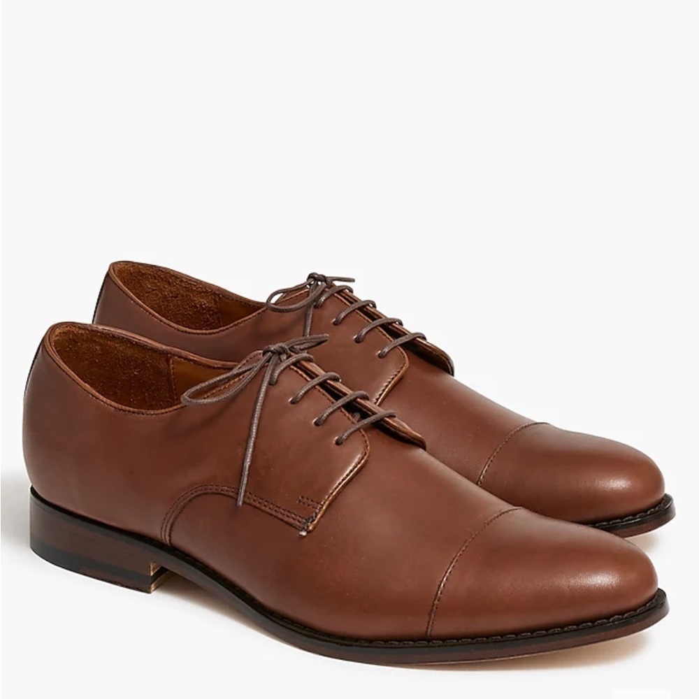 J. Crew Factory Leather Cap Toe Shoes Bs113 Dark Brown 7 Men’s